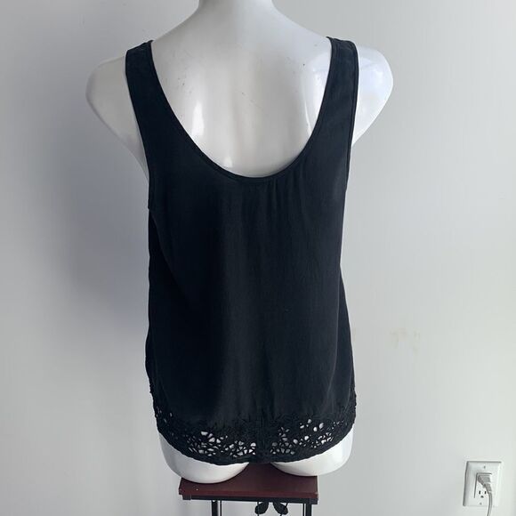 Joie 100% silk black boho casual swing lace, eyelet embroidered, size M - Picture 5 of 16